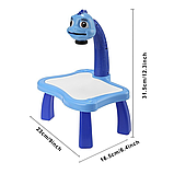 Дитячий стіл проектор для малювання зі світлодіодним підсвічуванням, синій, фото 9