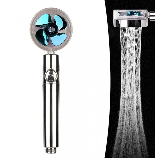 Турбо лейка обертання TURBOCHARGED SHOWER HEAD Водозберігаюча насадка для душа з вентилятором, фото 1