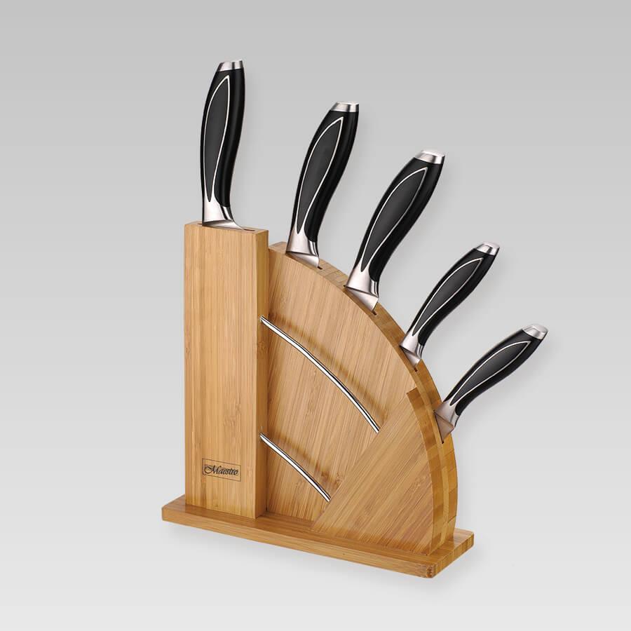 НАБІР НОЖІВ ІЗ ДЕРЕВЯНОЮ ПІДСТАВКОЮ 6 ПРЕДМЕТІВ MAESTRO MR-1425, фото 1
