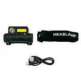 Налобний ліхтар Multifunctional Headlamp BL-123 XPE+COB акумуляторний ліхтар на голову з датчиками та магнітом, фото 4