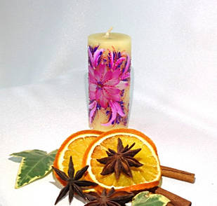 Свічка ручної роботи декоративна "Квіти Літа"