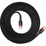 Дата кабель Baseus Cafule Type-C to Type-C Cable PD 2.0 60W (2m) (CATKLF-H) (Чорний/Червоний), фото 2