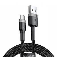 USB кабель для телефона Baseus Cafule Type-C Cable 3A (1m) (CATKLF-B) Черный / Серый