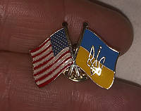 Брошь брошка пин значок флаг дружба Украины США USA