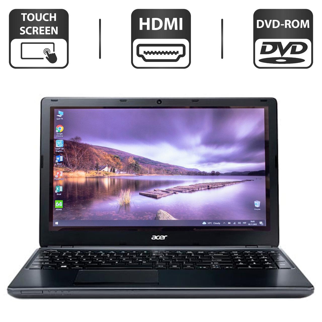 Ноутбук Б-класс Acer Aspire E1-510 / 15.6" (1366x768) TN Touch / Intel Pentium N3520 (4 ядра по 2.17 - 2.42 - фото 1 - id-p1708501247