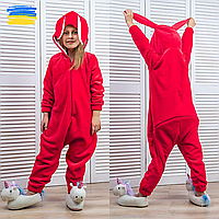 Пижама Кигуруми с карманами детская и подростковая Красный комбинезон с молнией на попе для девочек мальчиков