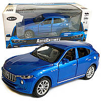 Іграшкова машинка металева Maserati Levante Мазераті Леванте синій, звук, світло, інерція, відкр. двері, капот, багажник, 14*6*5
