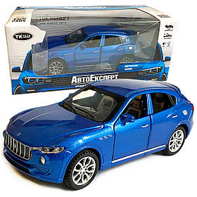 Іграшкова машинка металева Maserati Levante Мазераті Леванте синій, звук, світло,  інерція, відкр. двері, капот, багажник, 14*6*5