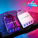 Мережевий зарядний пристрій швидкого заряджання 4 port USB Quick Charge 3.0 Black (12W). Швидка зарядка для телефону, фото 6