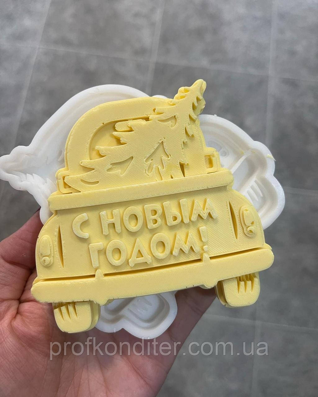 ЕКСКЛЮЗИВ! Силіконовий Молд для шоколаду, мастiки "Авто з ялинкою (вид сзаду) №1" рос, фото 1