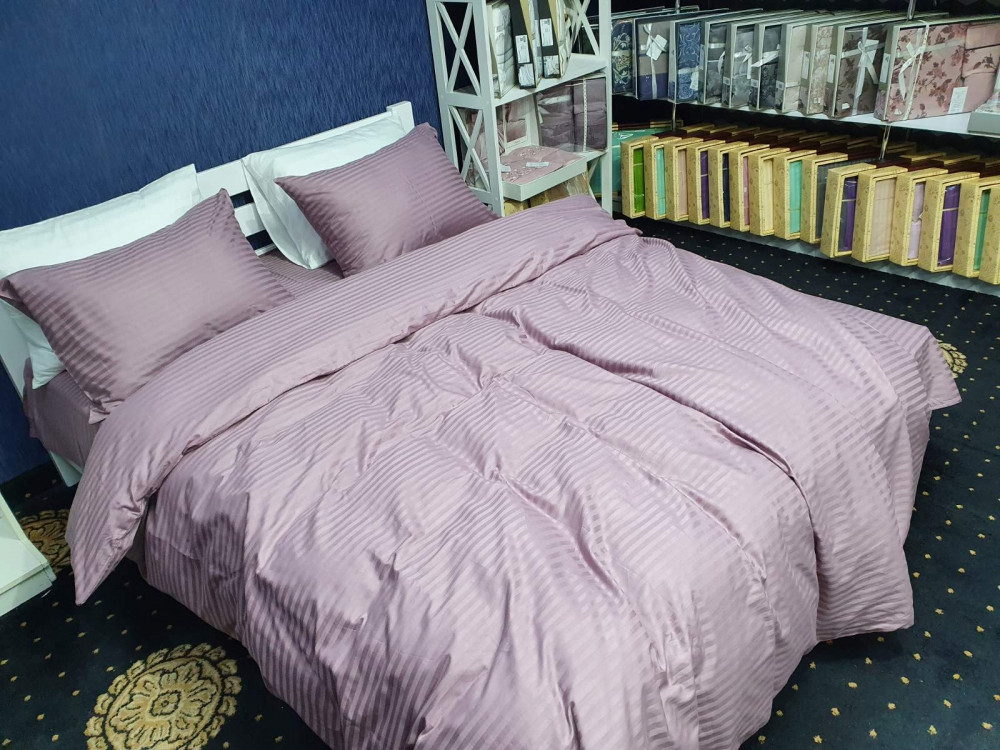 Постільна білизна Сатин-страйп 1*1 Light Plum