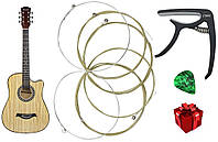 Струни для акустичної гітари 11-50 бронзові Acoustic Guitar Strings (Каподастр і Медіатор у подарунок)