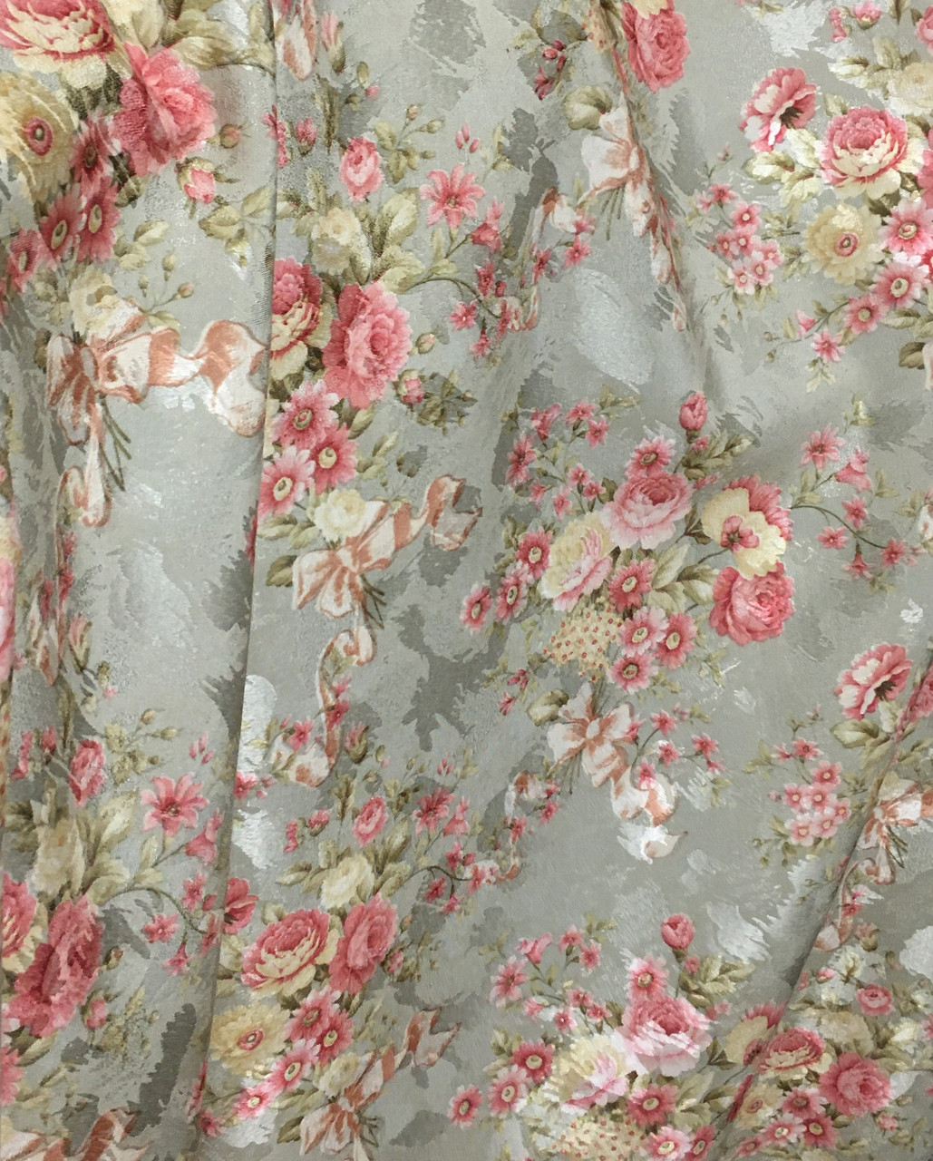 Портьерная ткань для штор Жаккард мятного цвета с цветочным рисунком - фото 2 - id-p1206351762