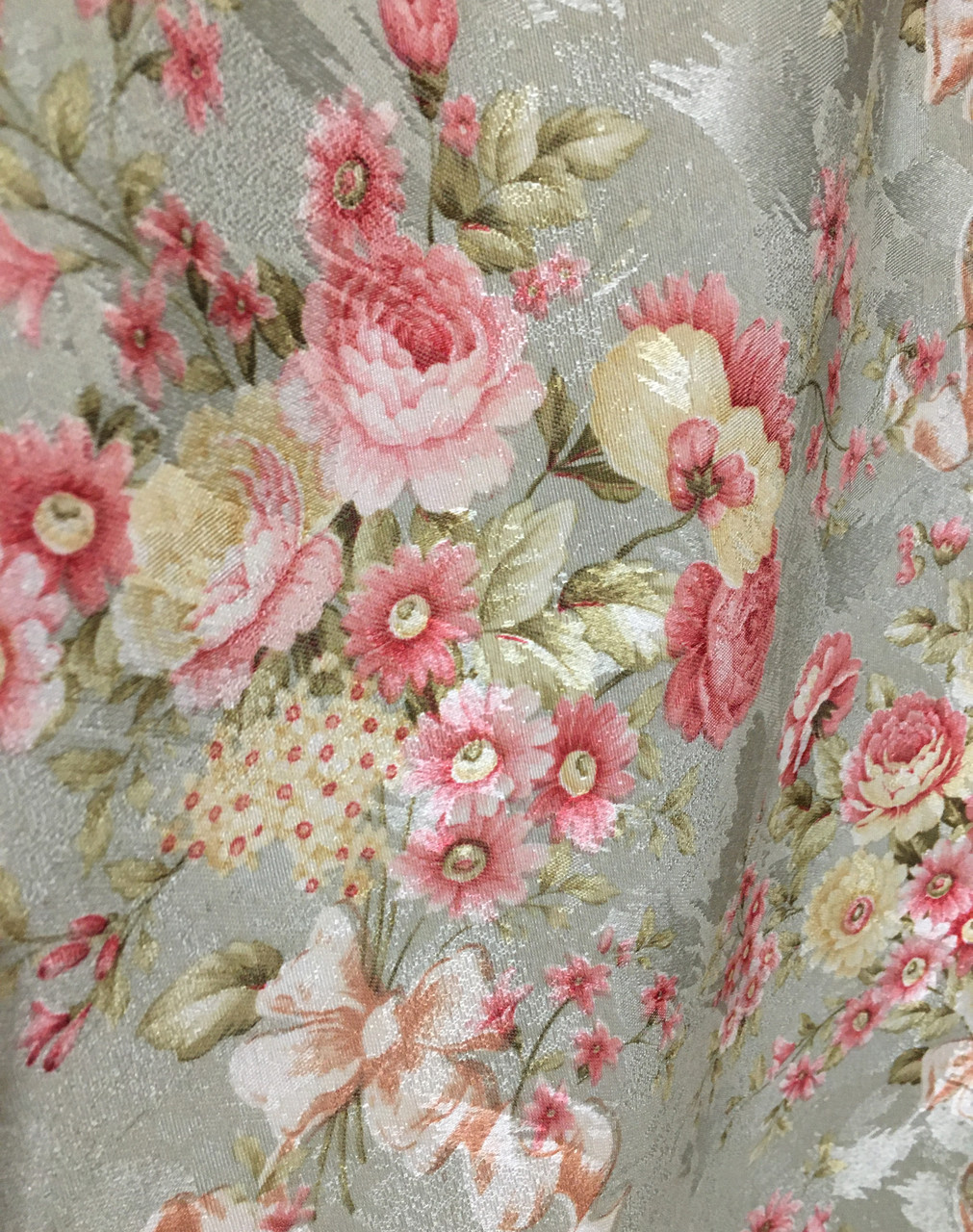 Портьерная ткань для штор Жаккард мятного цвета с цветочным рисунком - фото 4 - id-p1206351762
