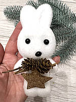 Новорічна прикраса - символ року кролик. Ялинкова прикраса пухнастий кролик ., фото 6