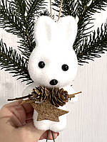 Новорічна прикраса - символ року кролик. Ялинкова прикраса пухнастий кролик ., фото 3