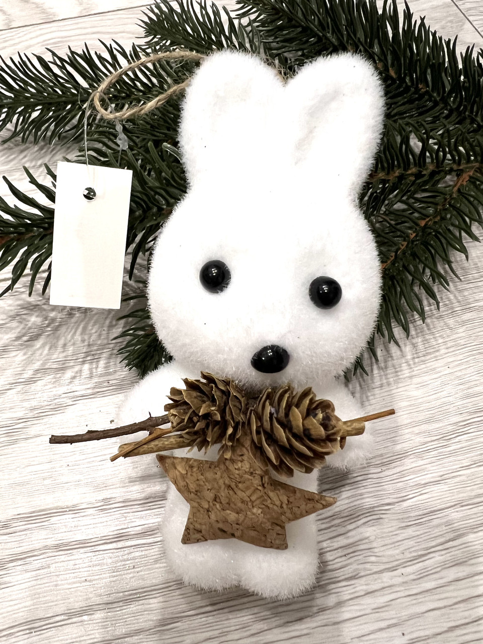 Новорічна прикраса - символ року кролик. Ялинкова прикраса пухнастий кролик ., фото 1