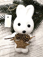 Новогоднее украшение - символ года кролик . Елочное украшение - кролик .