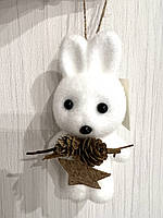 Новорічна прикраса - символ року кролик. Ялинкова прикраса пухнастий кролик ., фото 4