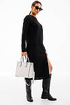 Жіноча тепла чорна сукня міді з високим розрізом на нозі в розмірі S, фото 2