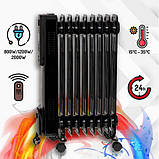 Оливний обігрівач (єлектро батарея на 9 ребер) Camry CR 7810 2000Вт. Led-дисплей + пульт ДК Чорний, фото 2