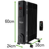 Оливний обігрівач (єлектро батарея на 9 ребер) Camry CR 7810 2000Вт. Led-дисплей + пульт ДК Чорний, фото 5