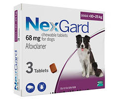 NexGard (Нексгард) таблетки від бліх та кліщів для собак 10-25 кг, зі смаком яловичини, 1 табл.