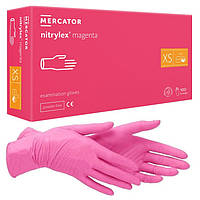 Нитриловые перчатки Nitrylex® Magenta, плотность 3.5 г. - розовые (100 шт) XS (5-6)