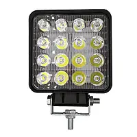 LED фара 48W 16x3W корпус 45 мм широкий луч, квадратный корпус 3500 LM LED фара рабочая квадратная 48W, 16 лам