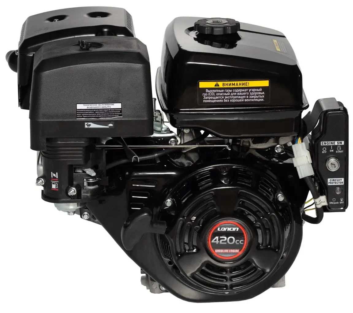 Двигун бензиновий Loncin G420FD (16к. с., ел.стартер, шпонка 25 мм, євро 5)