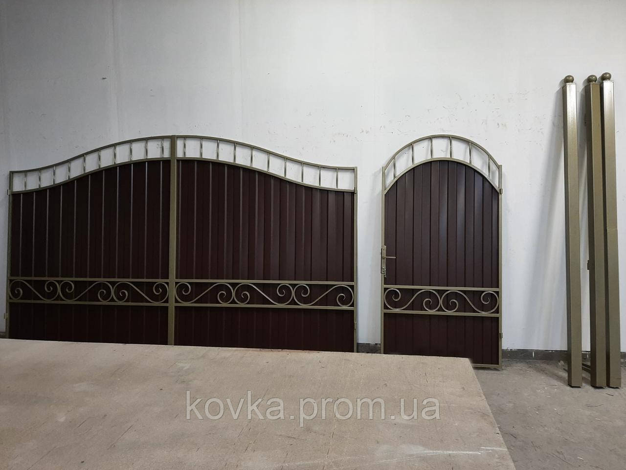 Въездные ворота с калиткой, код: Р-0103-К - фото 4 - id-p1708614224