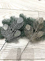 Веточка для новогоднего декора - перо павлина ( 2 шт золото и серебро )