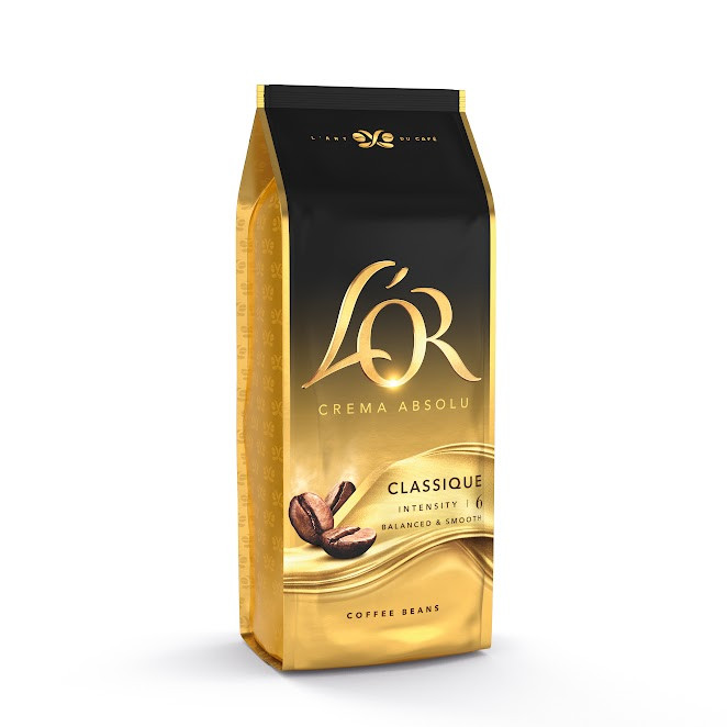 Кава в зернах L'OR Crema Absolute Classic 1 кг Ніжна кава Льор Класик