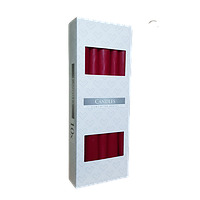 Свічка h=25см конусна пряма 10шт бордова