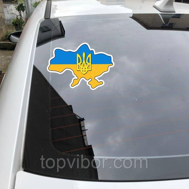Наклейка на авто Украина сине-желтая 11х15 см, наклейки на машину на стекло | наліпка на машину (ТОП) - фото 2 - id-p1708629882