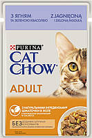 Влажный корм CAT CHOW Adult для взрослых кошек, кусочки в желе с ягненком и зеленой фасолью 85 г