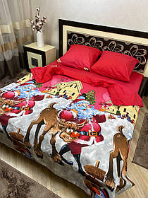 Постільна білизна в новорічний малюнок Бязь Голд півторка