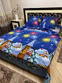 Постільна білизна в новорічний малюнок Бязь Голд Двоспальний