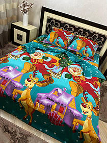 Постільна білизна в новорічний малюнок Бязь Голд півторка