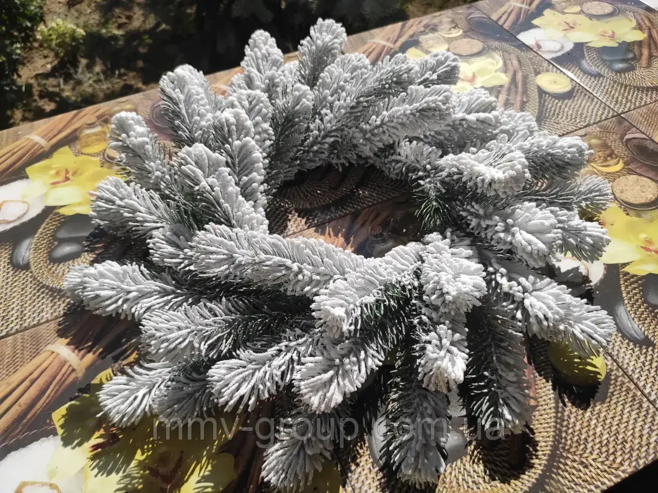 Новорічний вінок литий засніжений "Буковельський" 50см Вінок штучний, фото 1