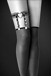 Гартер на ногу Bijoux Pour Toi - WITH HEART AND SPIKES Black, сексуальна підв'язка з сердечком  18+