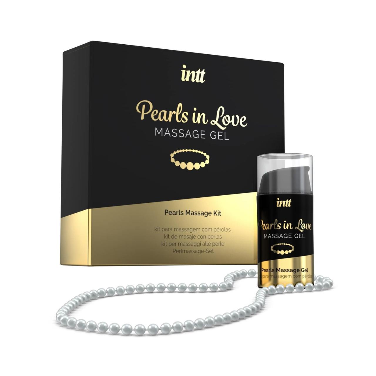 Набір для перлинного масажу Intt Pearls in Love: намисто та силіконовий масажний гель 18+