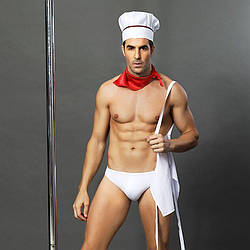Чоловічий еротичний костюм кухаря "Умілий Джек" S/M: сліпи, фартух, хустка і ковпак  18+