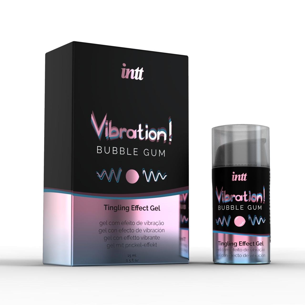 Рідкий вібратор Intt Vibration Bubble Gum (15 мл), густий гель, дуже смачний, діє до 30 хвилин 18+, фото 1