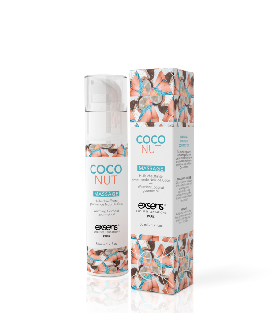 Масажна олія EXSENS Coconut 50 мл розігріває, без цукру, без парабенів, їстівне 18+