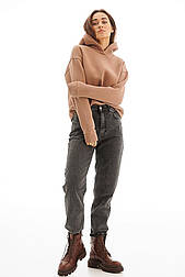 Жіноче коротке худі оверсайз у темно-бежевому кольорі розміру Size1