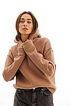Жіноче коротке худі оверсайз у темно-бежевому кольорі розміру Size1, фото 3