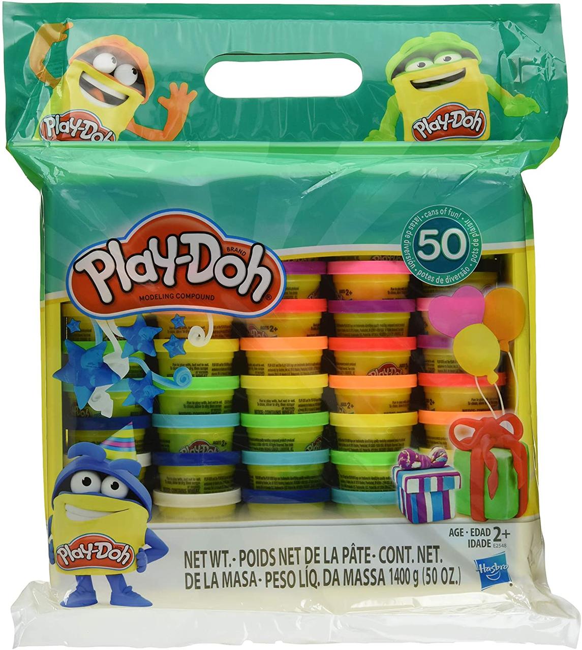 Набор Детский теста для лепки Play Doh 50 баночек Potes de Diversao Плей До 1,41 кг 50 банок (E2548) - фото 3 - id-p1708689396