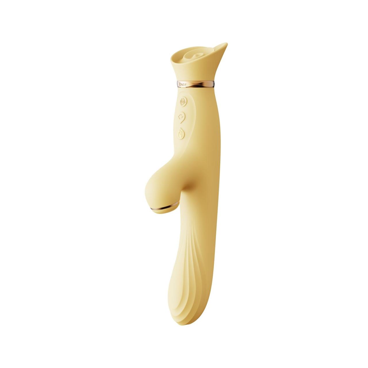 Вібратор з підігрівом та вакуумною стимуляцією клітора Zalo - ROSE Vibrator Lemon Yellow 18+