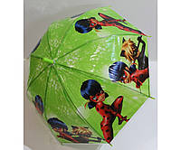 Детский зонт от дождя Mario полуавтомат трость Салатовый